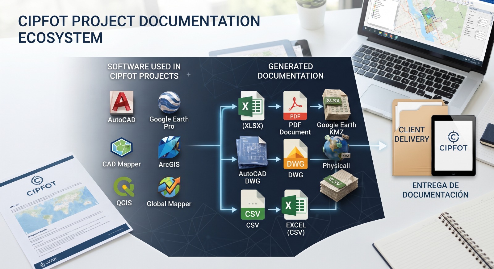 Ecosistema de documentación de proyectos CIPFOT: software utilizado, documentación generada y entrega al cliente